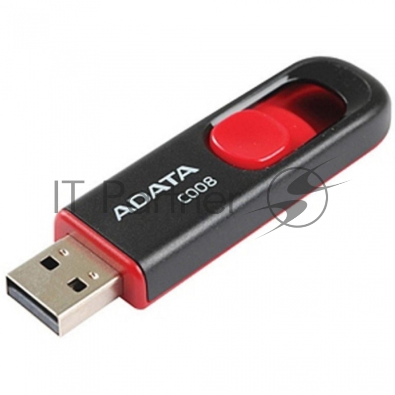 Флешка USB ADATA Classic C008 (AC008-16G-RKD), 16Gb, USB 2.0, R/W 30/6, черный/красный