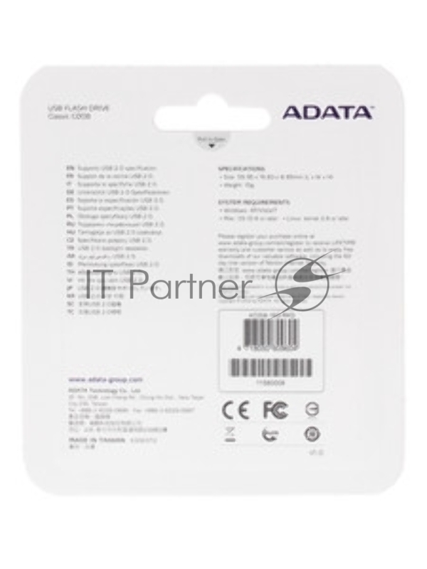 Флешка USB ADATA Classic C008 (AC008-16G-RKD), 16Gb, USB 2.0, R/W 30/6, черный/красный