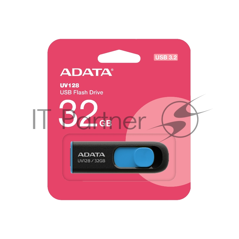 Флешка USB ADATA UV128 (AUV128-32G-RBE), 32Gb, USB 3.0, R/W 100/30, черный/синий