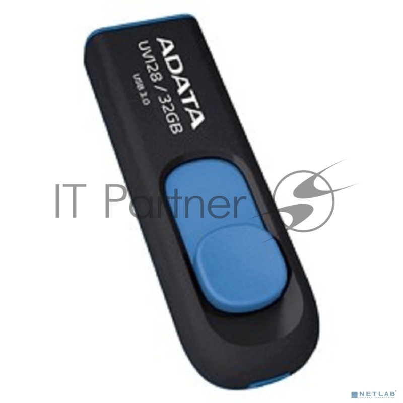 Флешка USB ADATA UV128 (AUV128-32G-RBE), 32Gb, USB 3.0, R/W 100/30, черный/синий