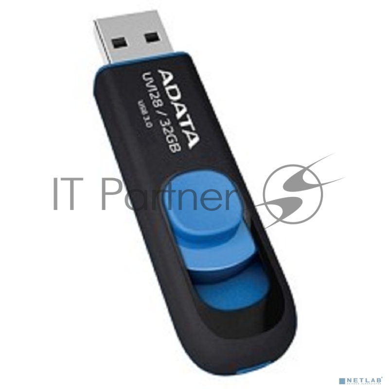 Флешка USB ADATA UV128 (AUV128-32G-RBE), 32Gb, USB 3.0, R/W 100/30, черный/синий