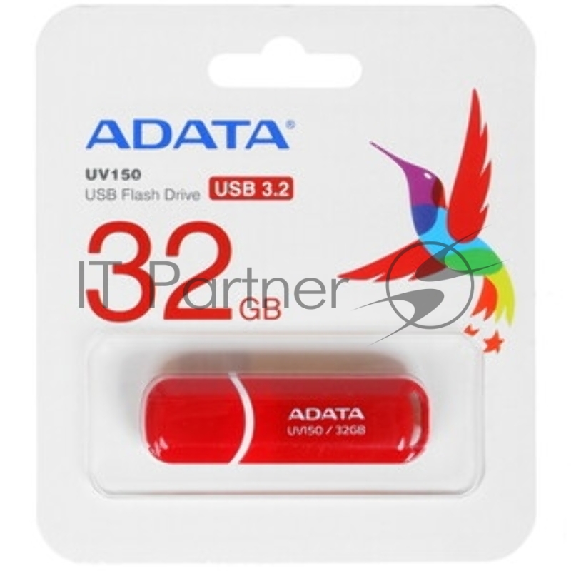 Флешка USB ADATA UV150 (AUV150-32G-RRD), 32Gb, USB 3.0, R/W 35/10, красный