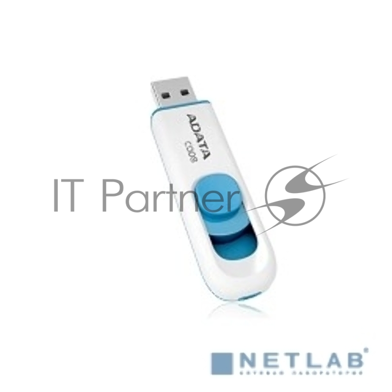 Флешка USB ADATA С008 (AC008-64G-RWE), 64Gb, USB 2.0, R/W 15/5, белый/синий