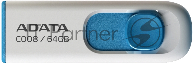 Флешка USB ADATA С008 (AC008-64G-RWE), 64Gb, USB 2.0, R/W 15/5, белый/синий