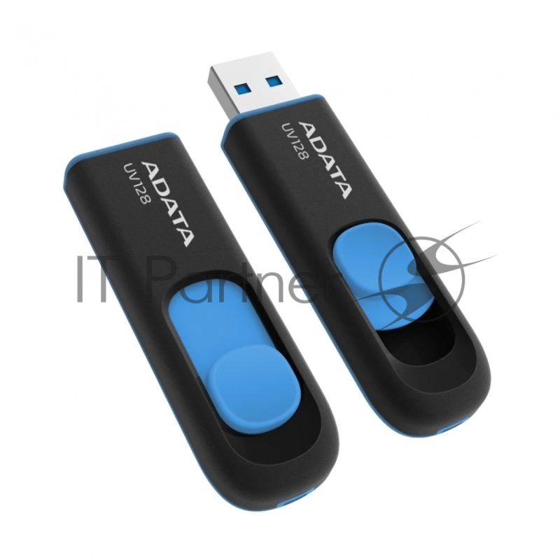 Флешка USB ADATA UV128 (AUV128-128G-RBE), 128Gb, USB 3.0, R/W 100/30, черный/синий