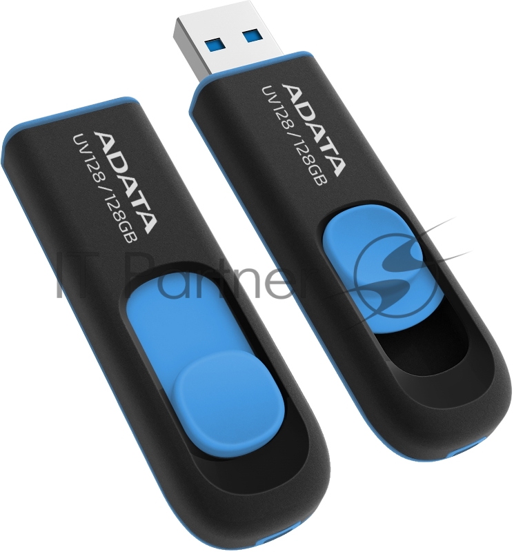 Флешка USB ADATA UV128 (AUV128-128G-RBE), 128Gb, USB 3.0, R/W 100/30, черный/синий