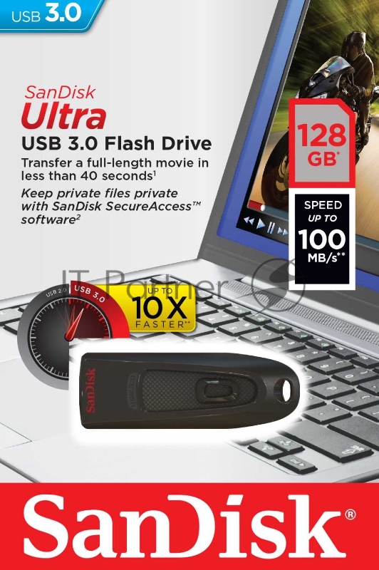 Флешка USBSanDisk 128Gb CZ48 Ultra SDCZ48-128G-U46 USB 3.0, черный USB Drive