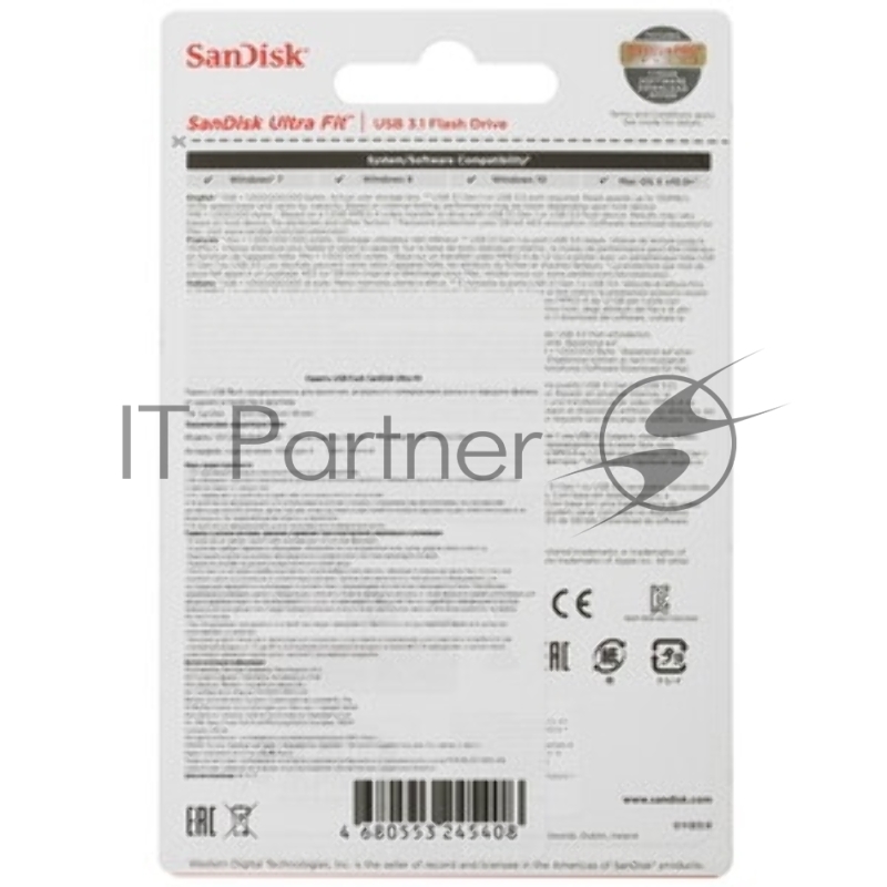 Флешка USB Sandisk 64Gb ULTRA FIT SDCZ430-064G-G46 USB3.1 черный