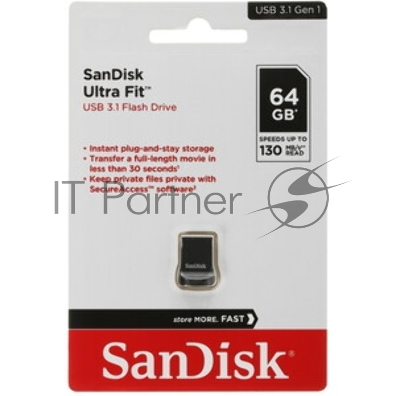 Флешка USB Sandisk 64Gb ULTRA FIT SDCZ430-064G-G46 USB3.1 черный