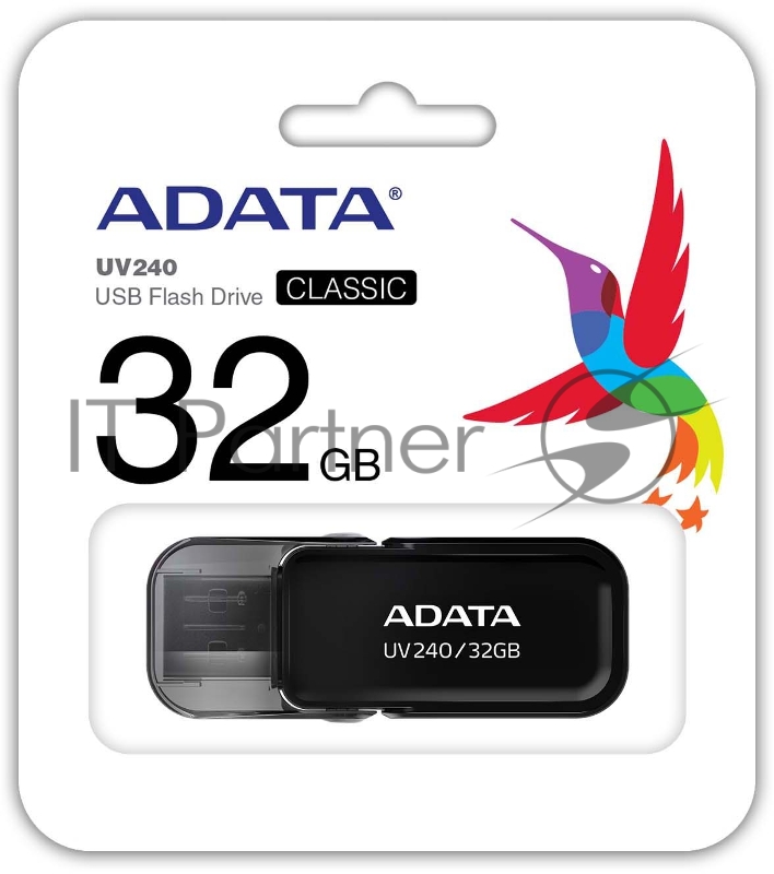 Флешка USB ADATA UV240 (AUV240-32G-RBK), 32Gb, USB 2.0, R/W 15/5, черный