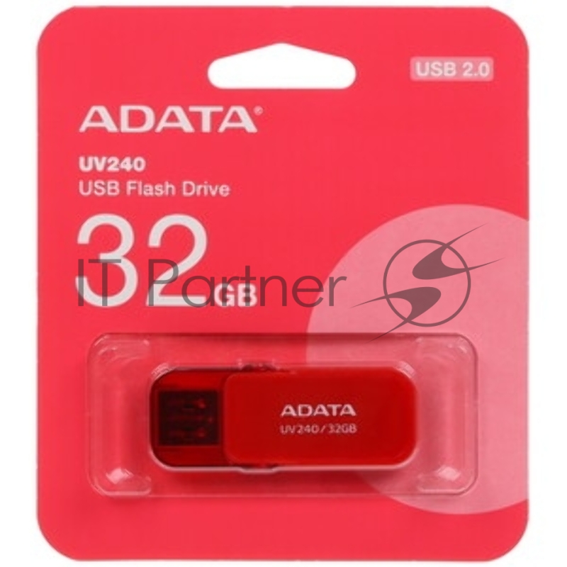Флешка USB ADATA UV240 (AUV240-32G-RRD), 32Gb, USB 2.0, R/W 15/5, красный