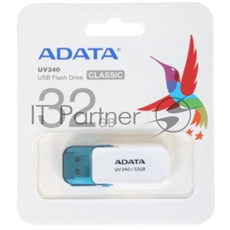 Флешка USB ADATA UV240 (AUV240-32G-RWH), 32Gb, USB 2.0, R/W 15/5, белый/синий