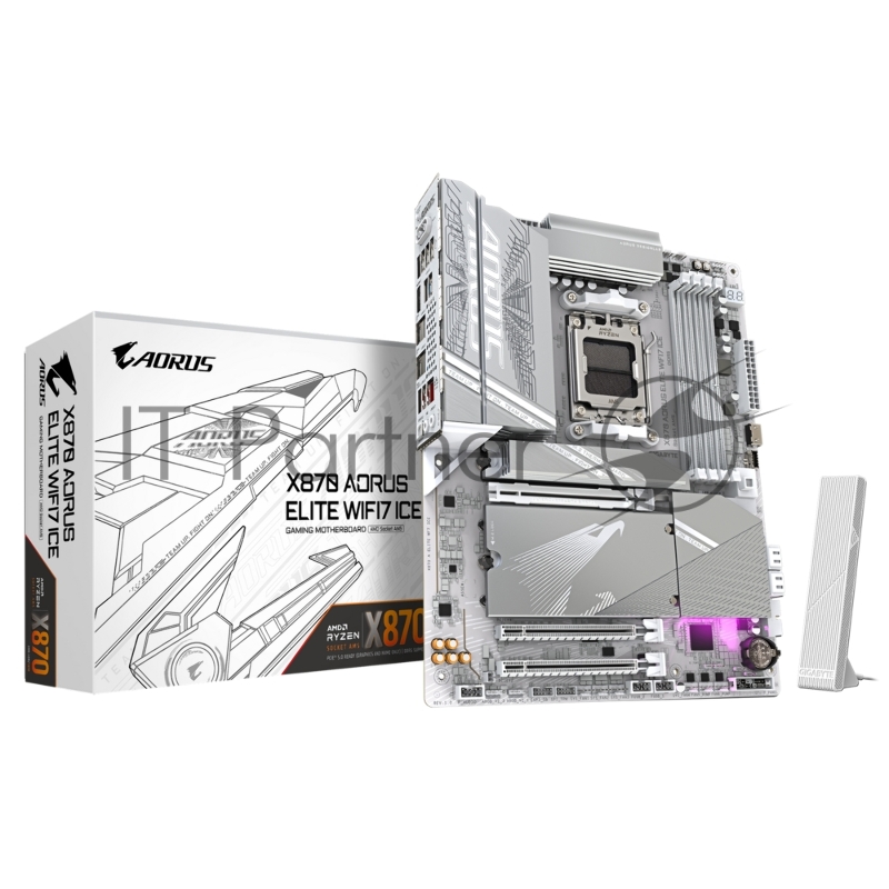 Материнская плата Gigabyte X870 A ELITE WIFI7 ICE, AM5, AMD X870, 4xDDR5, 4xSATA, 4xM.2, 1xPCI-E 5.0 x16, 1xPCI-E 4.0 x4, 1xPCI-E 3.0 x2, 1xHDMI, 1x 2.5Gb LAN, 2xUSB-C 4.0, 2xUSB 3.2 Gen 2, 4xUSB 3.2 Gen 1, 4xUSB 2.0, 2x3.5 мм, 7.1, ATX