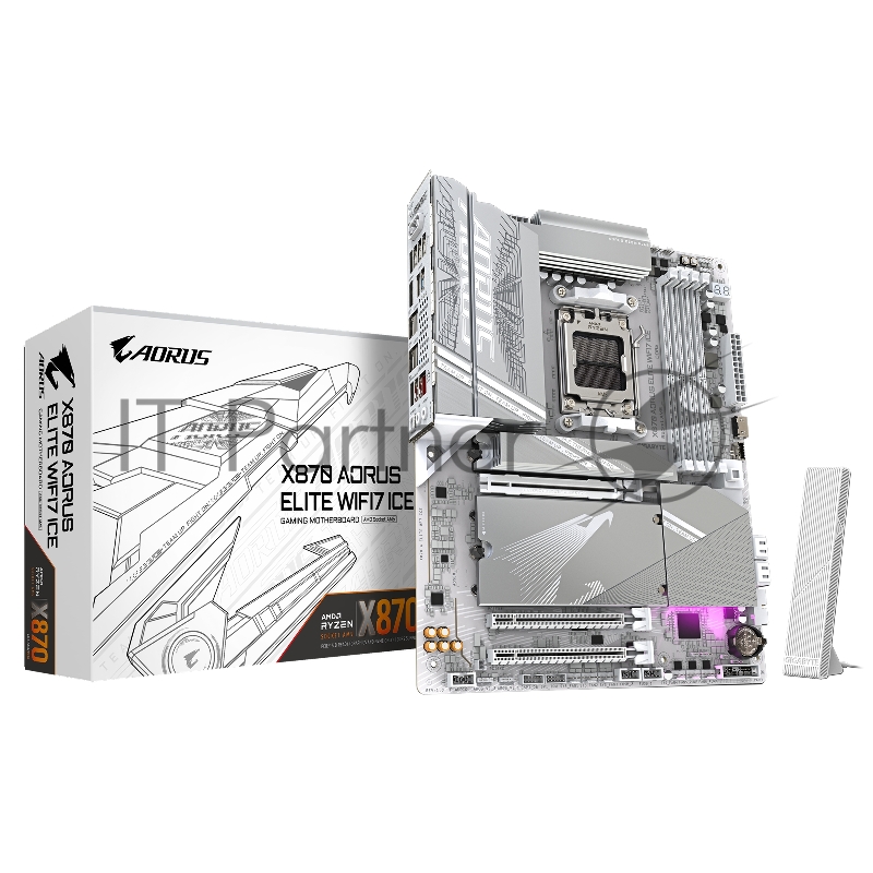 Материнская плата Gigabyte X870 A ELITE WIFI7 ICE, AM5, AMD X870, 4xDDR5, 4xSATA, 4xM.2, 1xPCI-E 5.0 x16, 1xPCI-E 4.0 x4, 1xPCI-E 3.0 x2, 1xHDMI, 1x 2.5Gb LAN, 2xUSB-C 4.0, 2xUSB 3.2 Gen 2, 4xUSB 3.2 Gen 1, 4xUSB 2.0, 2x3.5 мм, 7.1, ATX