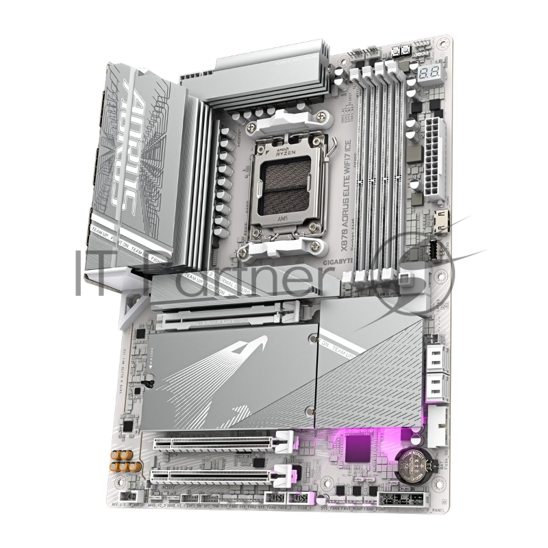 Материнская плата Gigabyte X870 A ELITE WIFI7 ICE, AM5, AMD X870, 4xDDR5, 4xSATA, 4xM.2, 1xPCI-E 5.0 x16, 1xPCI-E 4.0 x4, 1xPCI-E 3.0 x2, 1xHDMI, 1x 2.5Gb LAN, 2xUSB-C 4.0, 2xUSB 3.2 Gen 2, 4xUSB 3.2 Gen 1, 4xUSB 2.0, 2x3.5 мм, 7.1, ATX