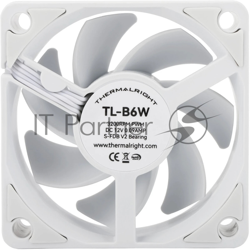 Кулер для корпуса Thermalright TL-B6W (60x60x25mm, 4-pin PWM, 16.17CFM, 20.17dBA, 3200RPM, White)