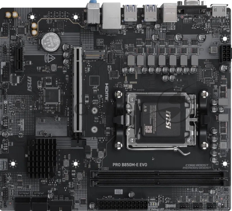 Материнская плата MSI PRO B850M-E EVO B850, AM5, 2*DDR5, 1*PCIEx16, 1*PCIEx1, 1*M.2, 6*USB3.2Gen1, 6*USB2.0, 4*SATA3.0, 2.5G, VGA, HDMI, M-ATX, RTL