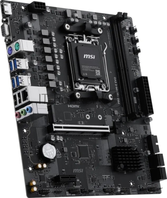 Материнская плата MSI PRO B850M-E EVO B850, AM5, 2*DDR5, 1*PCIEx16, 1*PCIEx1, 1*M.2, 6*USB3.2Gen1, 6*USB2.0, 4*SATA3.0, 2.5G, VGA, HDMI, M-ATX, RTL