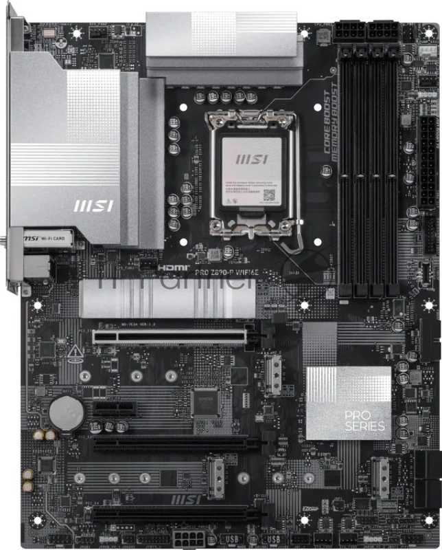 Материнская плата MSI PRO Z890-P WIFI6E Z890, LGA1851, 4*DDR5, 3*PCIEx16, 1*PCIEx1, 4*M.2, 2*TypeC, 1*USB3.2 Gen2, 6*USB3.2 Gen1, 8*USB2.0, 4*SATA3, 5G, DP, HDMI, ATX, RTL