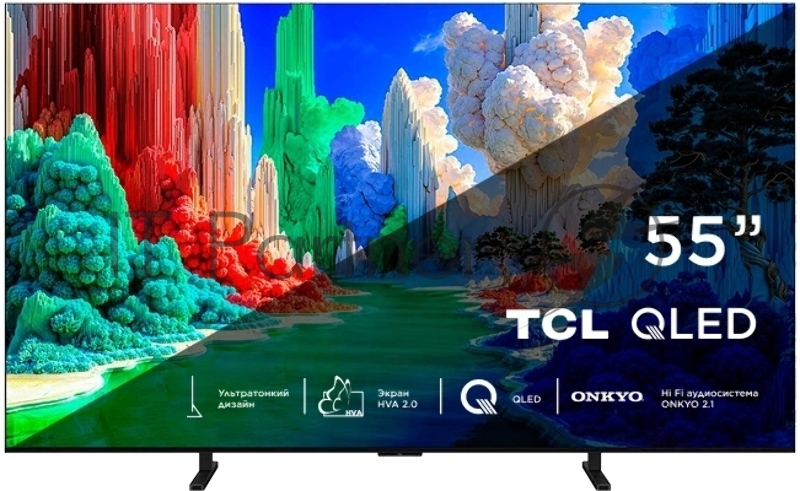 Телевизор TCL 55 55A400, черный, QLED, 3840x2160 4K Ultra HD, 144 Гц, Google TV, 3 ГБ/32 ГБ
