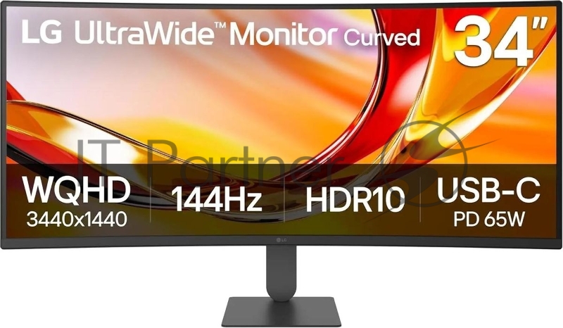 Монитор 34 LG UltraWide 34U640B-B VA 3440x1440, 144 Гц, 5 мс, 21:9, 300 кд/м², 2xHDMI 2.0, 1xDP 1.4, изогнутый экран (1800R), черный