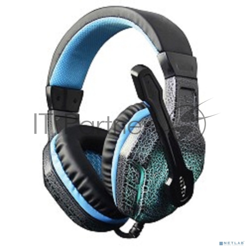 Наушники с микрофоном Оклик HS-L400G ZEUS черный/синий 2.2м мониторные оголовье