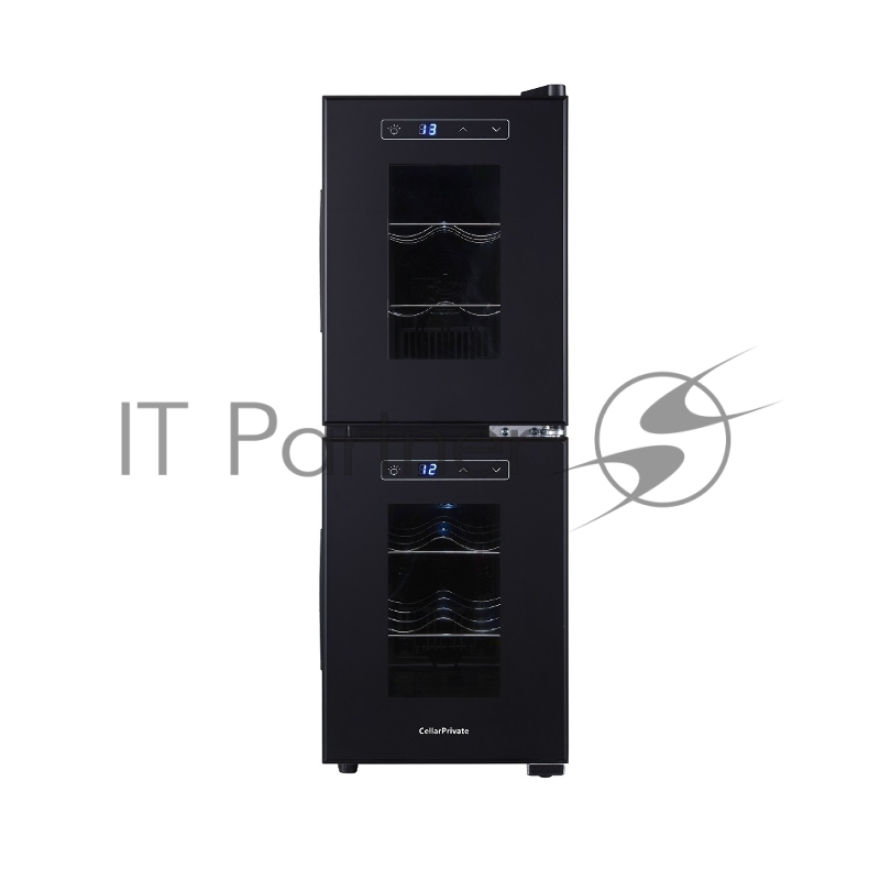 Винный шкаф CellarPrivate CP012-2Е черный, 32 л, 2 отсека, 12 бут.