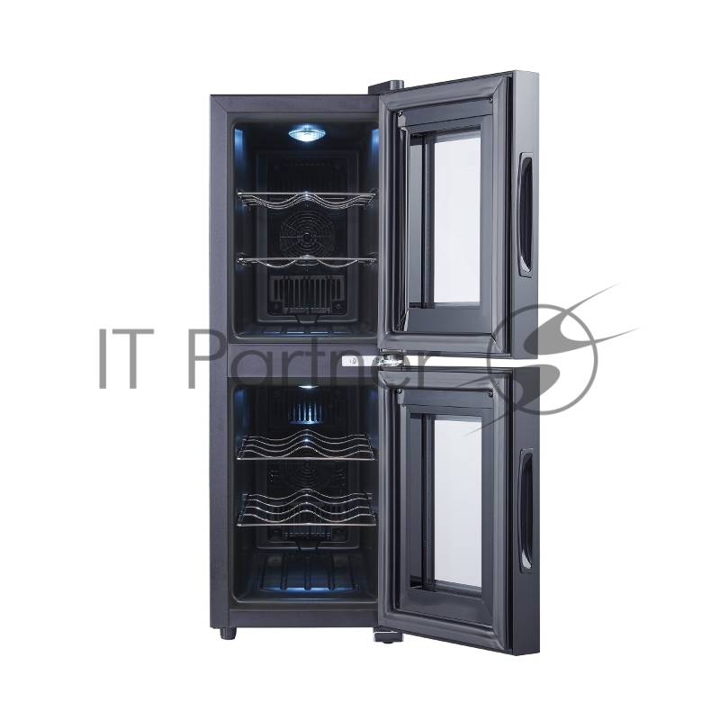 Винный шкаф CellarPrivate CP012-2Е черный, 32 л, 2 отсека, 12 бут.
