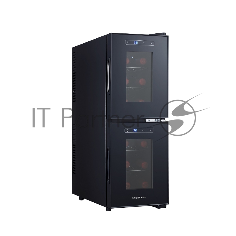 Винный шкаф CellarPrivate CP012-2Е черный, 32 л, 2 отсека, 12 бут.
