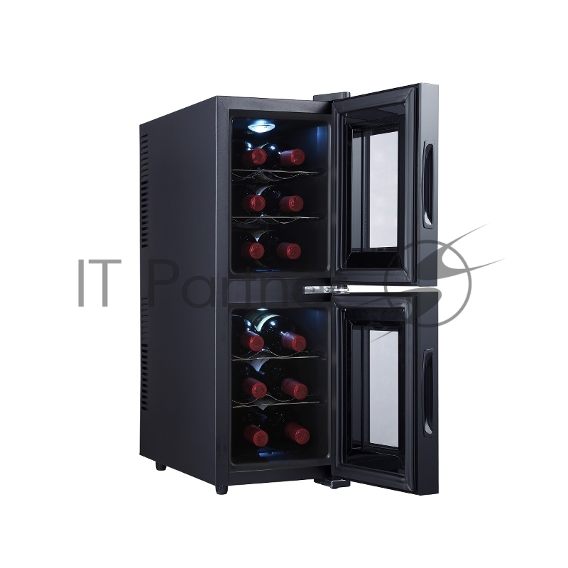 Винный шкаф CellarPrivate CP012-2Е черный, 32 л, 2 отсека, 12 бут.