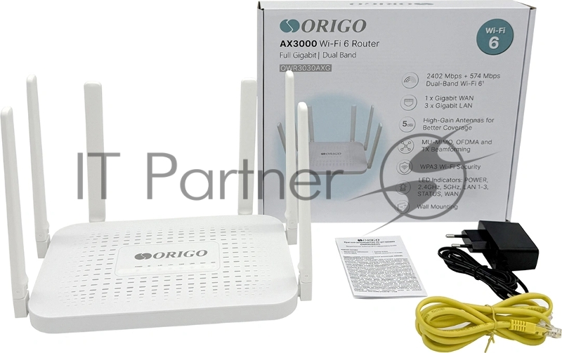 Роутер беспроводной Origo OWR3030AXG (OWR3030AXG/A3A) 10/100/1000BASE-T белый