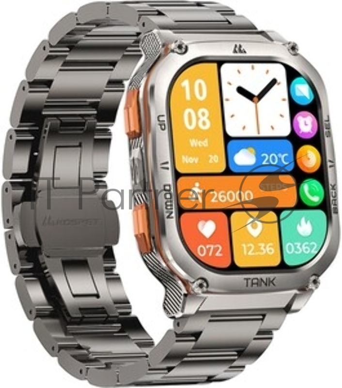 Умные часы KOSPET Tank M3 Ultra, 1.96 AMOLED, Bluetooth 5.0, GPS, IP69K, серебристый