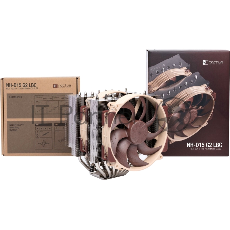 Кулер для процессора/ CPU Cooler Noctua NH-D15 G2 LBC (228W, 4-pin PWM, 168mm, Al/Cu, 8x6mm, 2x140mm, 91.5CFM, 24.8dBA, 1500RPM, S: 1851/1700/1200/115X, AM5/AM4, Beige/Brown)