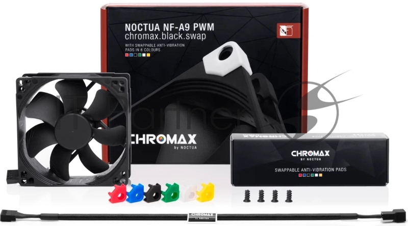 Кулер для корпуса/ Case Cooler Noctua NF-A9 PWM chromax.black.swap (92x92x25mm, 4-pin PWM, 46.44CFM, 22.8dBA, 2000RPM, Black)