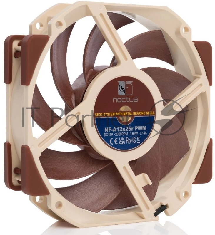 Кулер для корпуса/ Case Cooler Noctua NF-A12x25r PWM (120x120x25mm, 4-pin PWM, 60.1CFM, 22.6dBA, 2000RPM, Beige/Brown)