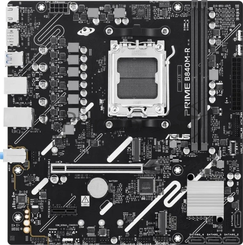 Материнская плата Asus PRIME B840M-R Socket AM5 AMD B840 2xDDR5 mATX AC`97 8ch(7.1) GbLAN RAID+HDMI+DP