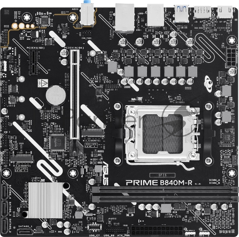 Материнская плата Asus PRIME B840M-R Socket AM5 AMD B840 2xDDR5 mATX AC`97 8ch(7.1) GbLAN RAID+HDMI+DP
