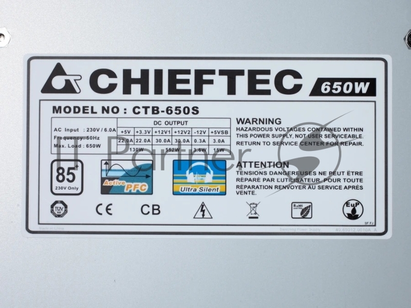 Блок питания Chieftec ATX 650W Vita BPX-650-S Gen.5 Half mod 80+ bronze (20+4pin) APFC 120mm fan 6xSATA RTL