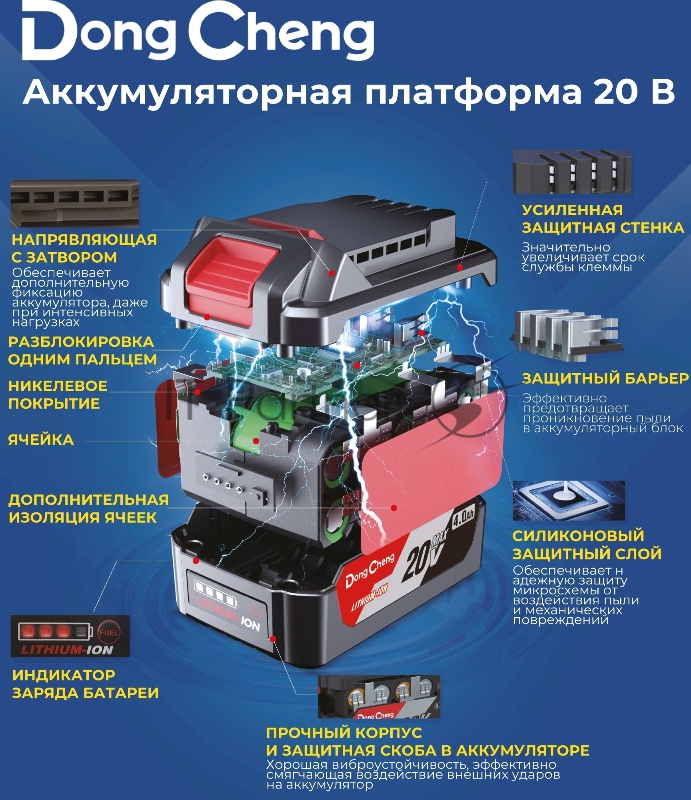Гайковерт DongCheng DCPB1288 аккум. патрон:квад.3/4 (DCPB1288(TYPE Z))