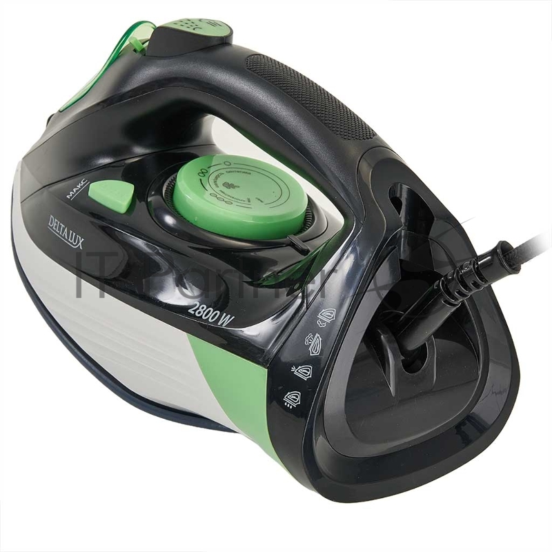 Утюг DELTA LUX DE-3002 черный с зеленым