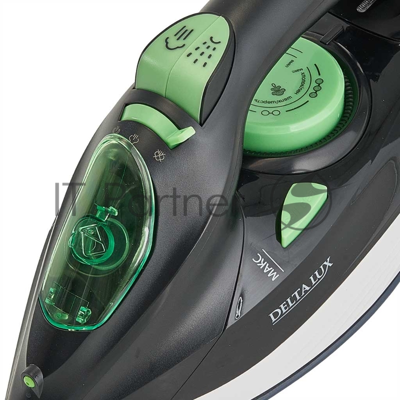 Утюг DELTA LUX DE-3002 черный с зеленым