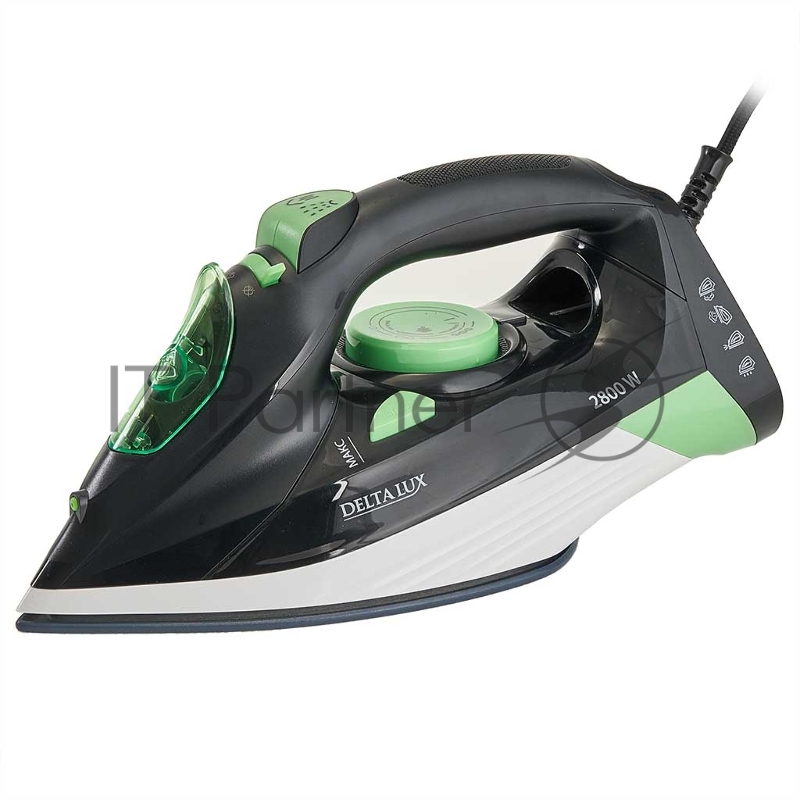 Утюг DELTA LUX DE-3002 черный с зеленым