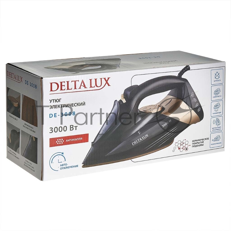 Утюг DELTA LUX DE-3008 Black/gold