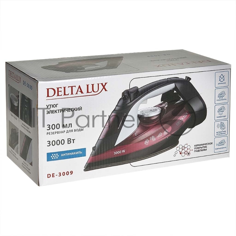 Утюг DELTA LUX DE-3009 Black/bordo