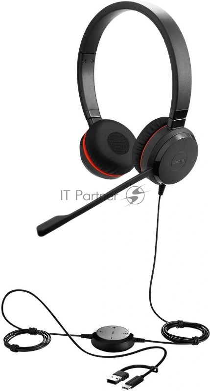 Наушники с микрофоном Jabra Evolve 20 SE черный 2м накладные USB оголовье (4999-823-369)