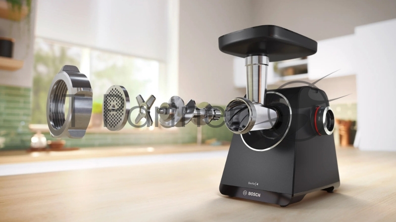 Мясорубка электрическая Bosch MFWS430B черный, 1900 Вт, 2.5 кг/мин, реверс, насадки - 6