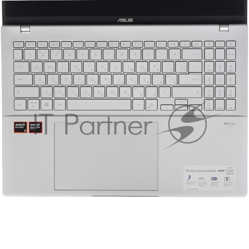 ASUS Vivobook S16 M3607HA AMD Ryzen 7 260 3800MHz/16/1920x1200/16GB/512GB SSD/AMD Radeon 780M/Wi-Fi/Bluetooth/Без ОС (90NB16F2-M00EF0) Silver