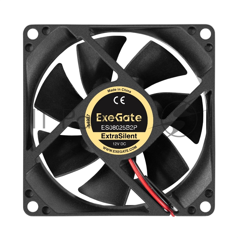 Вентилятор 12В DC ExeGate ExtraSilent ES08025B2P (80x80x25 мм, 2-Ball (двойной шарикоподшипник), 2pin, 2000RPM, 19dBA)