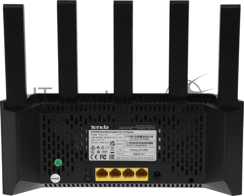 Двухдиапазонный Wi-Fi 6 роутер Tenda TX2L Pro AX1500, до 300 Мбит/с на 2,4 ГГц + до 1201 Мбит/с на 5 ГГц, LAN 3x1Gbит/с