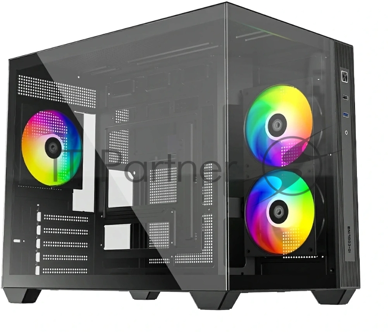 Корпус Case ID-Cooling VIEW 500 ARGB Black mATX/win TG/3 fans/Gen2 Type C/CPU 162mm/GPU 407mm/no PSU